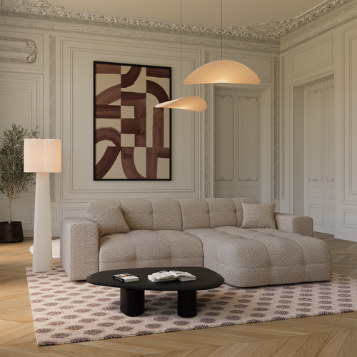 Premium Interiors - Rechthoekige hoekbank COCOON - bouclé-stof mol 230cm