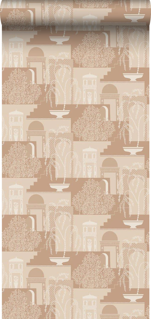 Borastapeter behang mediterrane huisjes roze - 53 cm x 10.05 m - 660850 - vtwonen shop