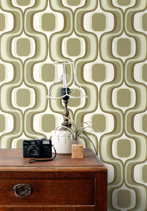 ESTAhome behang retro ornamenten groen - 50 x 900 cm - 131586