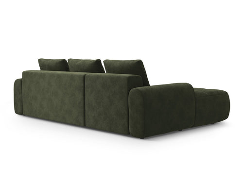 Cosmopolitan Design Uitklapbare hoekbank links met opbergdoos Linz 3-zits, flueel groente - 142x275x84cm
