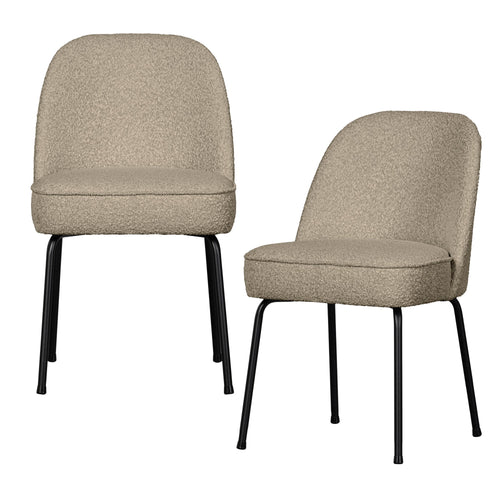 BePureHome eetkamerstoelen Vogue - Bouclé - Beige - Set van 2 - vtwonen shop