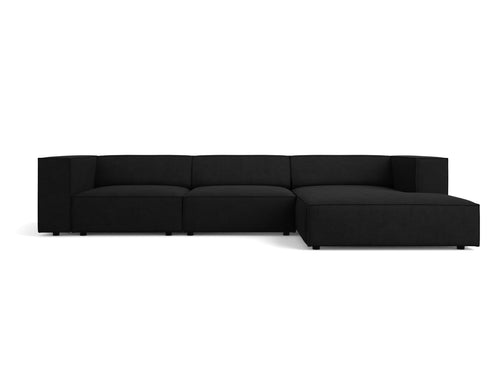 Cosmopolitan Design rechter hoekbank Arendal 4-zits, chenille met ribbeleffect, zwart - 166x284x70cm