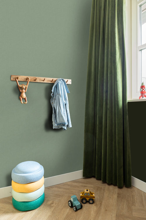 ESTAhome behang linnenstructuur jade groen - 53 cm x 10.05 m - 148745