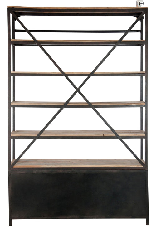 J-Line rek + ladder 4 Schap - hout/metaal - naturel/bruin