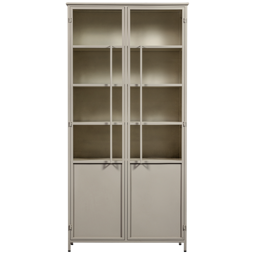 WOOOD 2-deurs vitrinekast XL Exhibit - Metaal - Zand - 200x99x44 - vtwonen shop