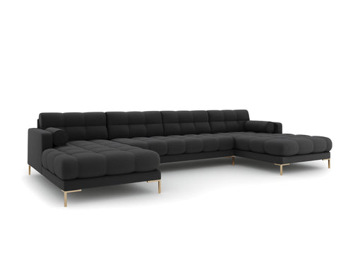 Cosmopolitan Design Panoramische bank Bali 7-zits, structurele stof, donkergrijs - 185x383x75cm