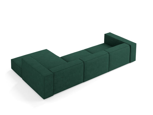 Cosmopolitan Design rechter hoekbank Arendal 4-zits, chenille met ribbeleffect, flessengroen - 166x284x70cm