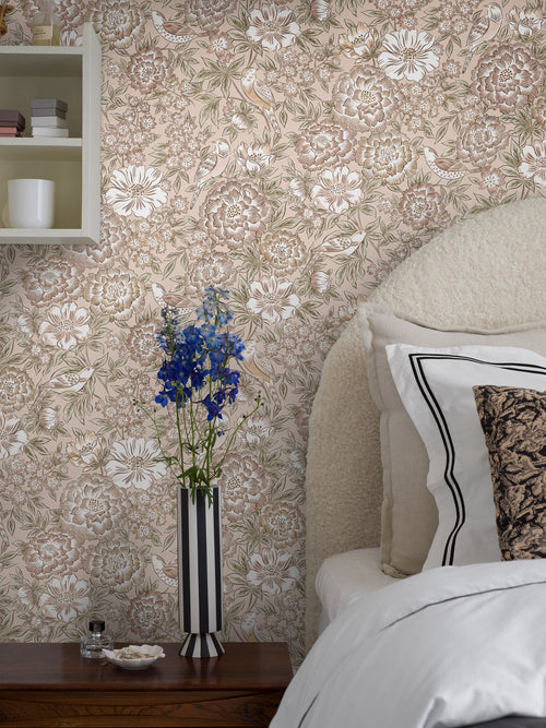 Borastapeter behang bloemen en vogels roze - 53 cm x 10.05 m - 660861 - vtwonen shop