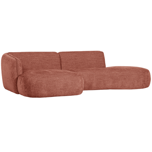 WOOOD chaise longue links Polly - Polyester - Roze - 71x258x150/105 - vtwonen shop