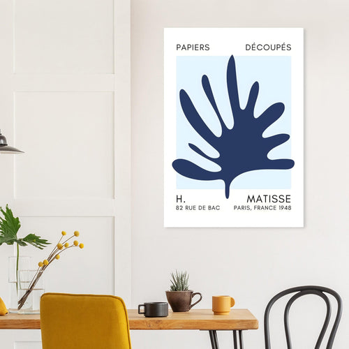 Artfulprints Poster met Lijst Matisse – Coral drift navy blue I   - A4 21x29.7 cm - Blauw