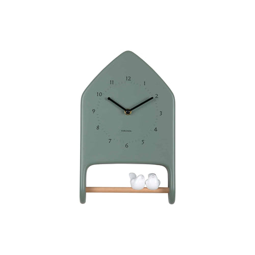 Karlsson wandklok Love Birds - groen - 7.1x20x32cm