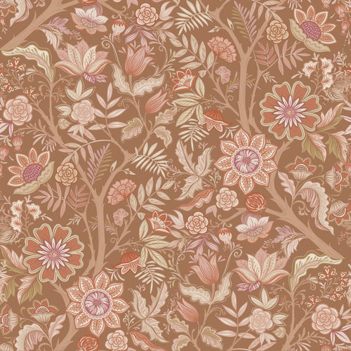 ESTAhome behang vintage bloemen bruin, terracotta en paars - 50 x 900 cm - 131332 - vtwonen shop