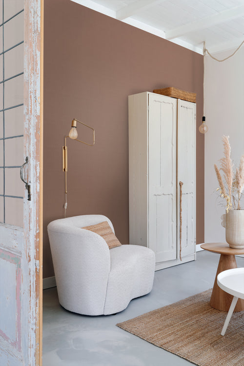 ESTAhome behang linnenstructuur terracotta roze - 53 cm x 10.05 m - 131126 - vtwonen shop