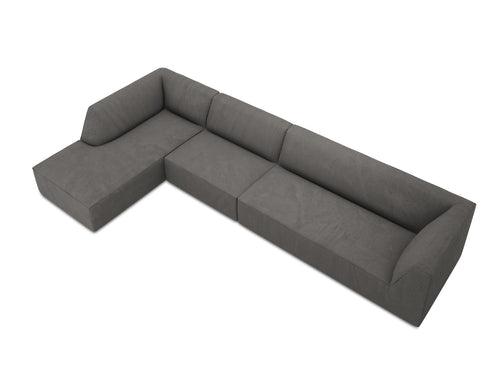 Micadoni linker hoekbank Ruby 5-zits, ribfluwelen, donkergrijs - 180x366x69cm