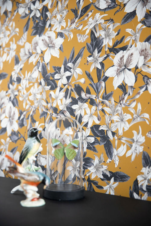 Masureel behang bloemen oranje - 53 cm x 10.05 m - 630622 - vtwonen shop