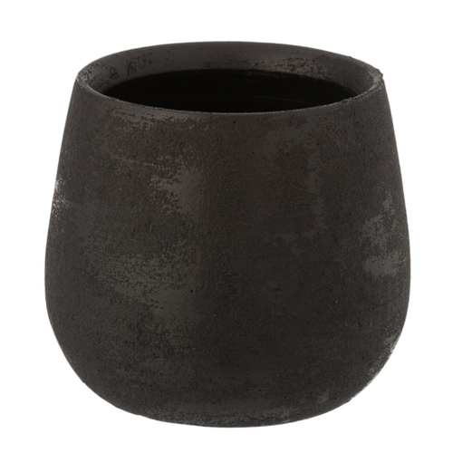 J-Line bloempot Oneffen Ruw - keramiek - zwart - small - 2 stuks - Ø 16.5 cm