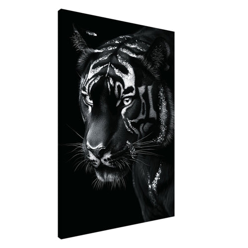 Artfulprints Canvas Tiger portrait canvas - 80x120 cm - Zwart / Wit