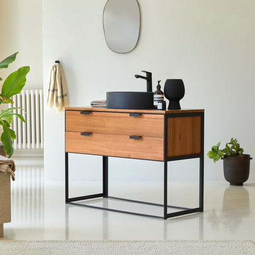 Tikamoon Badmeubel in massief acacia 100 cm - Naturel - vtwonen shop