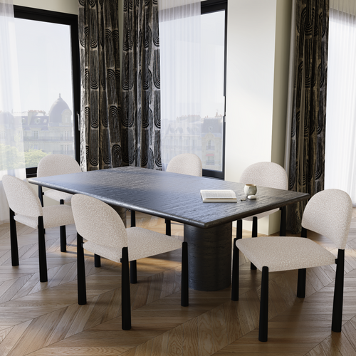 Sia Home - Eetkamerstoel MILO - Bouclette stof - Crème - 53cm - vtwonen shop