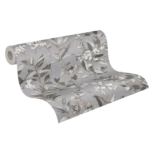 Livingwalls behang bloemmotief grijs, wit, zwart en beige - 53 cm x 10.05 m - AS-391714 - vtwonen shop