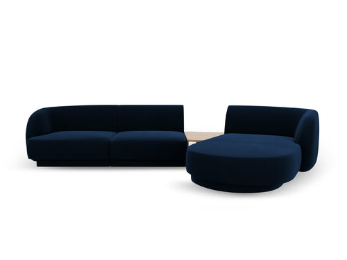 Micadoni Rechte modulaire bank Miley 3-zits, flueel, koningsblauw - 178x303x70cm