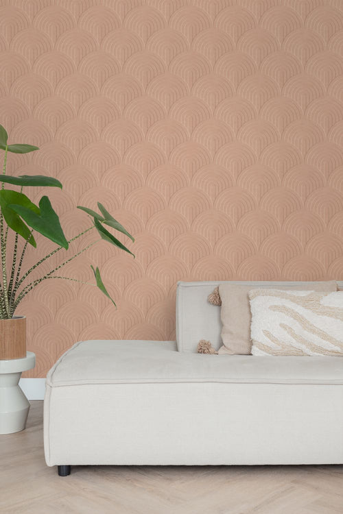 ESTAhome behang 3D-motief terracotta roze - 53 cm x 10.05 m - 131110