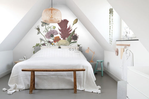 ESTAhome fotobehang boeket groen, roze, geel en paars - 186 x 279 cm - 158911 - vtwonen shop