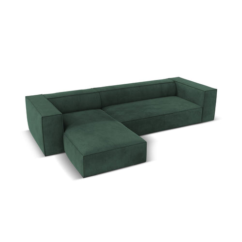 Cosmopolitan Design - Linker hoekbank Turin 5-zits, structurele stof groente - 173x290x68cm