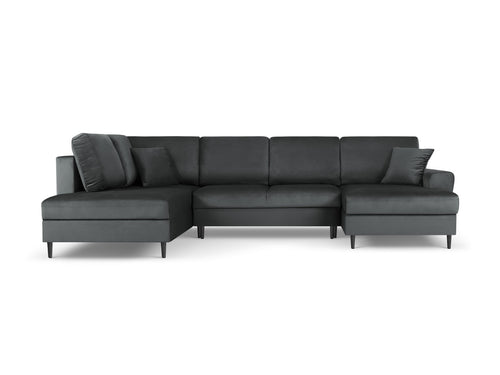 Cosmopolitan Design Links panoramische slaapbank met opbergdoos Kyoto 7-zits, flueel, donkergrijs - 194x313x88cm