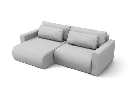 Cosmopolitan Design Omkeerbare converteerbare hoekbank met opbergdoos Belfast 3-zits, structurele stof lichtgrijs - 149x240x84cm