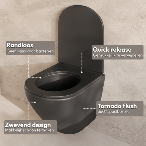 LOMAZOO hangtoilet Linea - rond - zwart