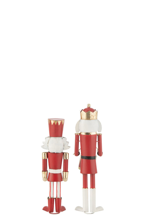 J-Line figuur Notenkraker - ijzer - rood/wit - small - 2 stuks