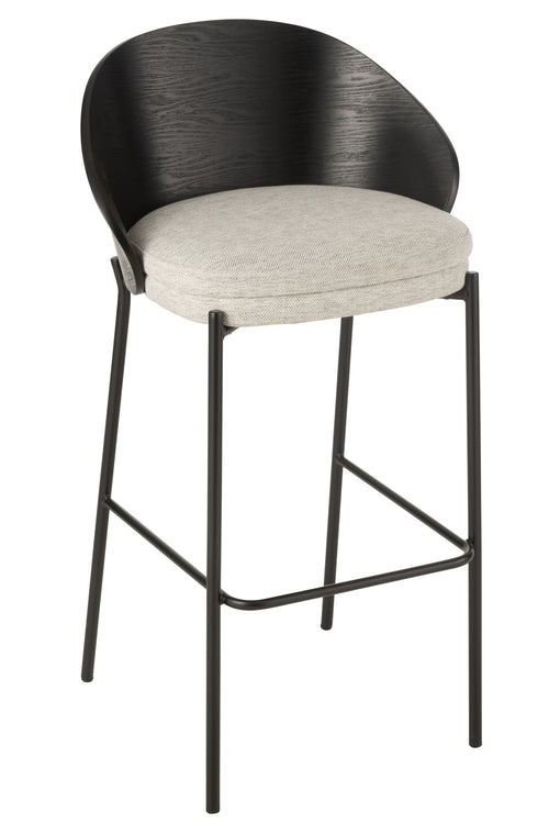 J-Line barstoel Lone - multiplex/metaal - zwart/grijs