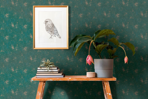 A.S. Création behang met structuur groen, goud en turquoise - 53 cm x 10.05 m - AS-388321