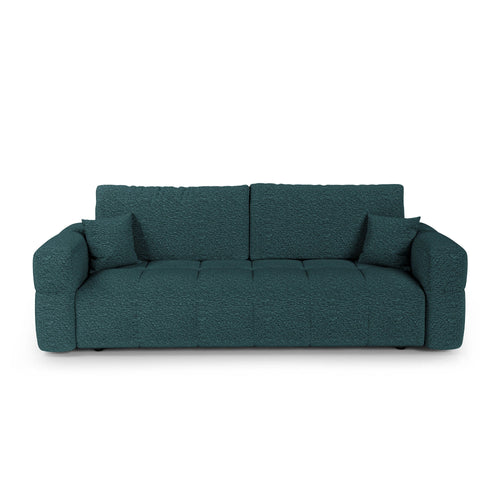 Premium Interiors - Slaapbank met opbergruimte VIBE - bouclé-stof eendblauw 247cm