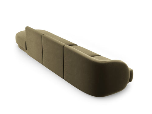 Micadoni Rechte bank Miley 4-zits, flueel, groente - 90x323x70cm