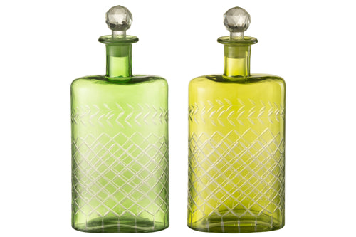 J-Line karaf Bladeren - glas - groen - extra large - 2 stuks - vtwonen shop