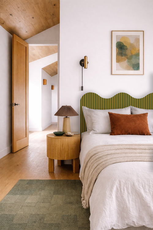 Gestoffeerd hoofdbord met golvende vorm 160x73,5 cm