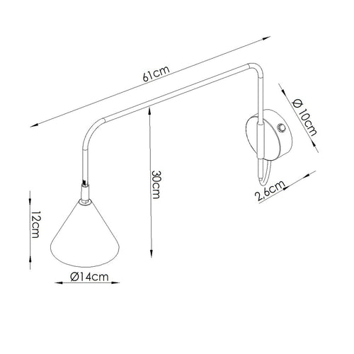 Sollux Lighting Wandlamp NOX 1 wit met schakelaar - 14x61x30cm