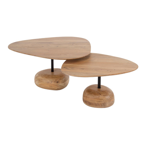 Giga Meubel Salontafel Driehoekig - Naturel - Set van 2 - 80x80x40cm - vtwonen shop