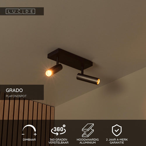 Lucide plafondspot GRADO - 2xGU10 (MR11) - Grijs ijzer