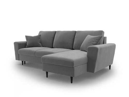 Cosmopolitan Design Omkeerbare converteerbare hoekbank met opbergdoos Kyoto 4-zits, flueel lichtgrijs - 145x241x88cm