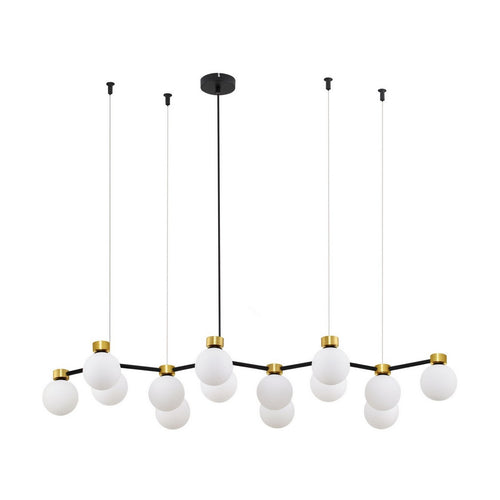 Nova Luce OVALINO Hanglamp voor aan het plafond in de kleuren opaal, satijngoud en matzwart, LED G9 14x5W