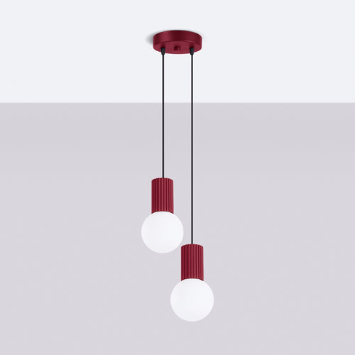 Sollux Lighting Hanglamp HALO 2P bordeaux - 15x15x120cm