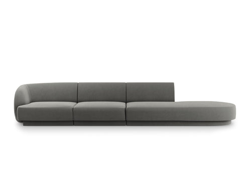 Micadoni Rechte bank Miley 4-zits, flueel, lichtgrijs - 90x323x70cm