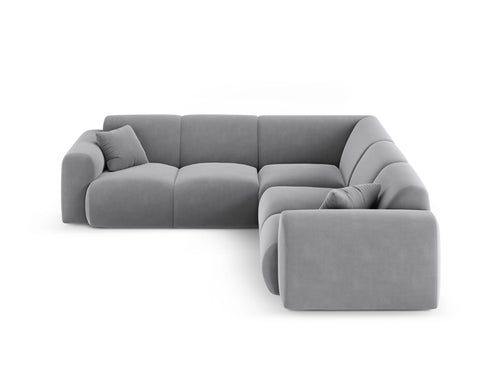 Cosmopolitan Design Hoekbank Nolio 5-zits, flueel lichtgrijs - 252x252x72cm
