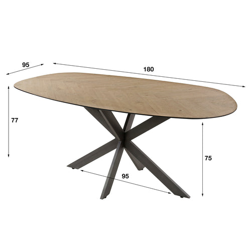 Giga Meubel Eettafel Organisch - Naturel Hout - 180x95x76cm