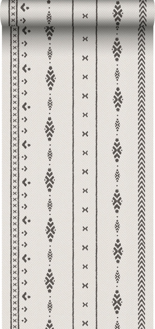 Sanders & Sanders behang etnisch motief beige en zwart - 53 cm x 10 m - 640521