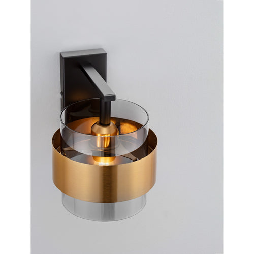 Nova Luce SIANNA 18 cm wandlamp in de kleuren Smokey, Sandy Black en Brass Gold, E27, 1x12W