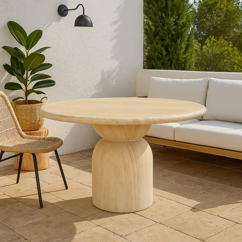 DÉJA Living Tuintafel Djurö - Travertin - Rond - 130x130x76cm - vtwonen shop